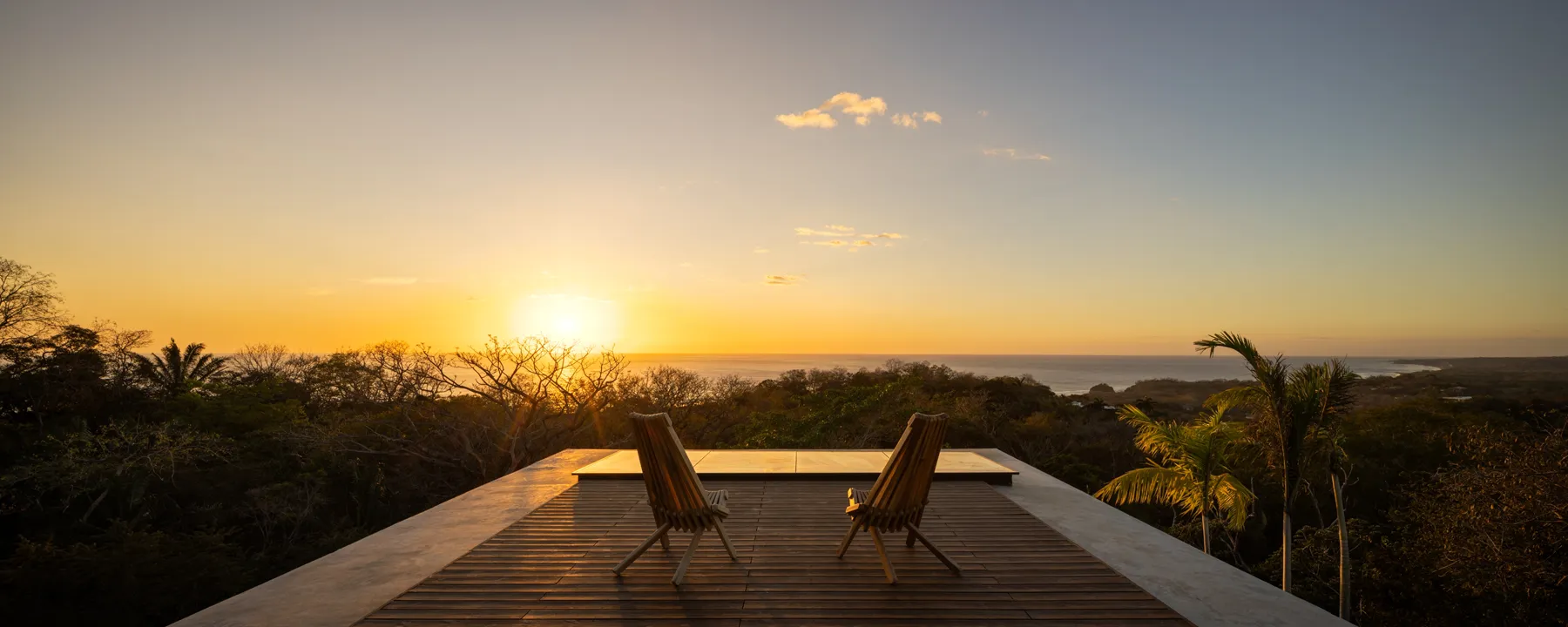 Villa Aravis sunset ocean view from deck, Las Huacas Nosara
