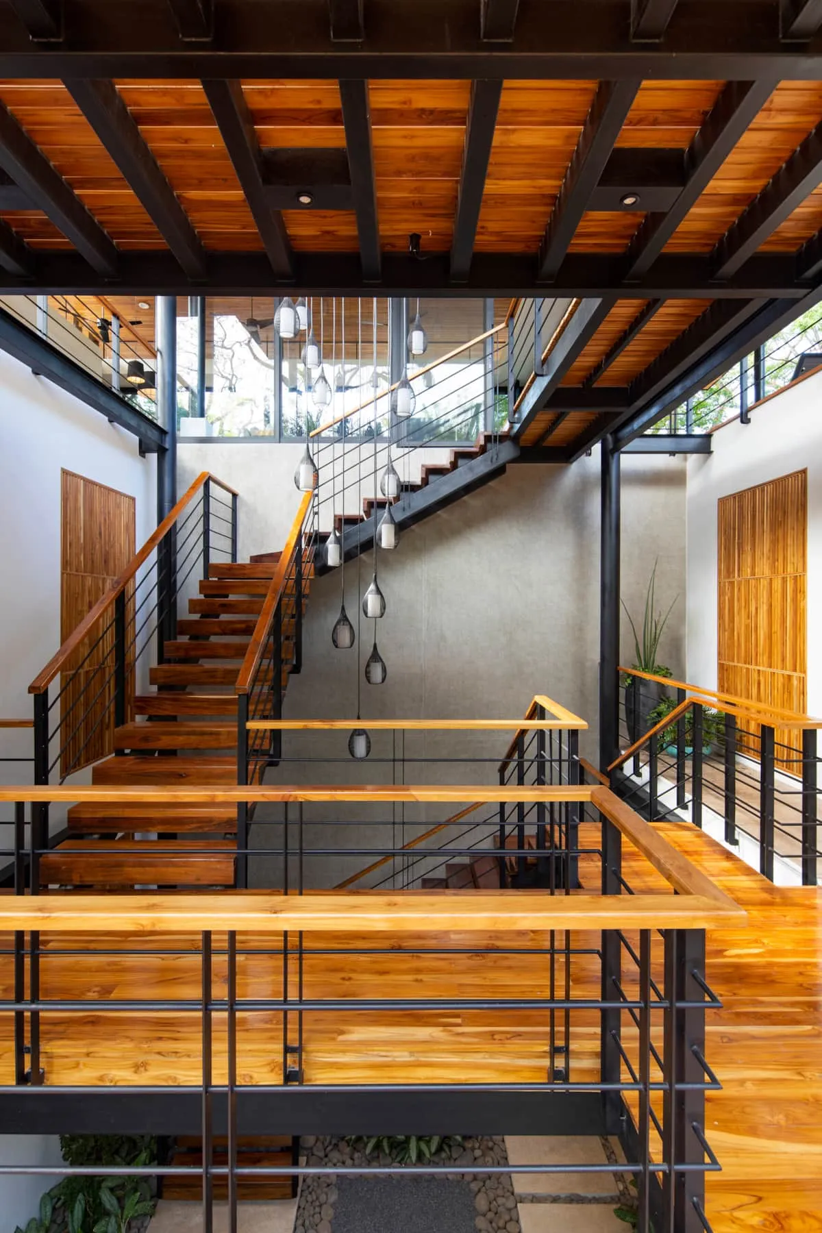 Terrace House villa mezzanine view through Studio Saxe architecture, Nosara