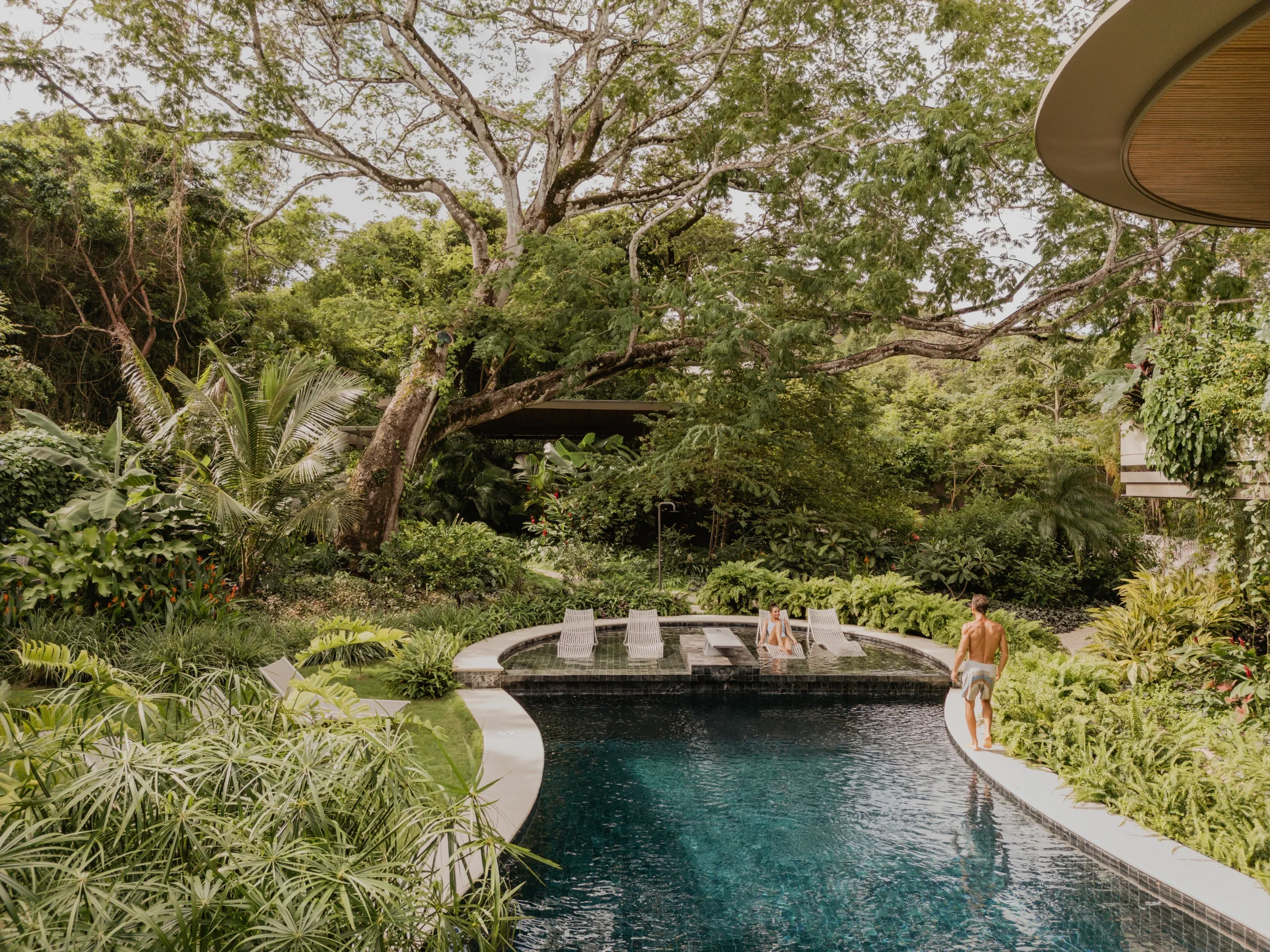 SEN villa pool with diving board and jungle backdrop, Pelada Beach Nosara