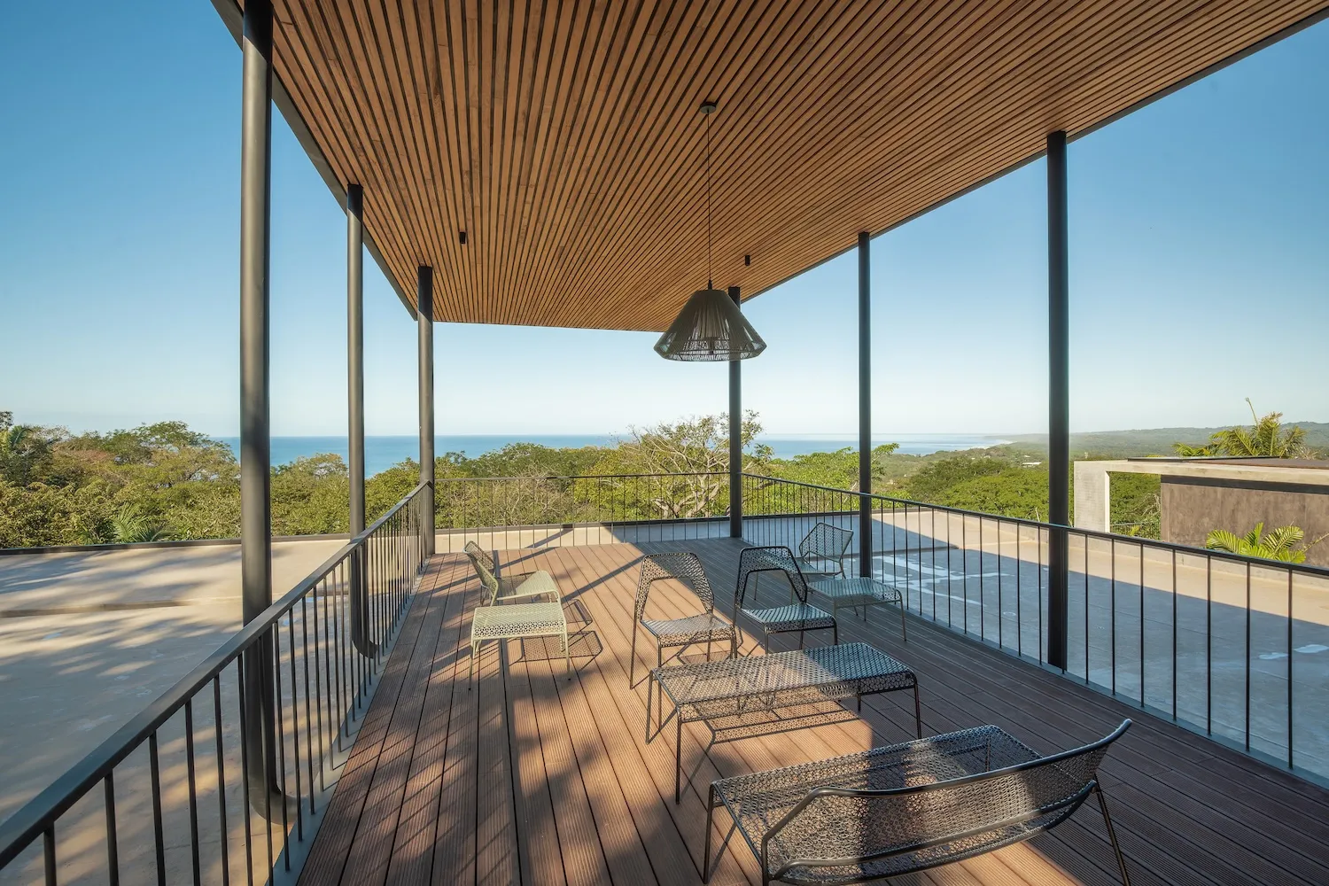 Stella Maris villa terrace with ocean view, Huacas de Nosara hills, Costa Rica