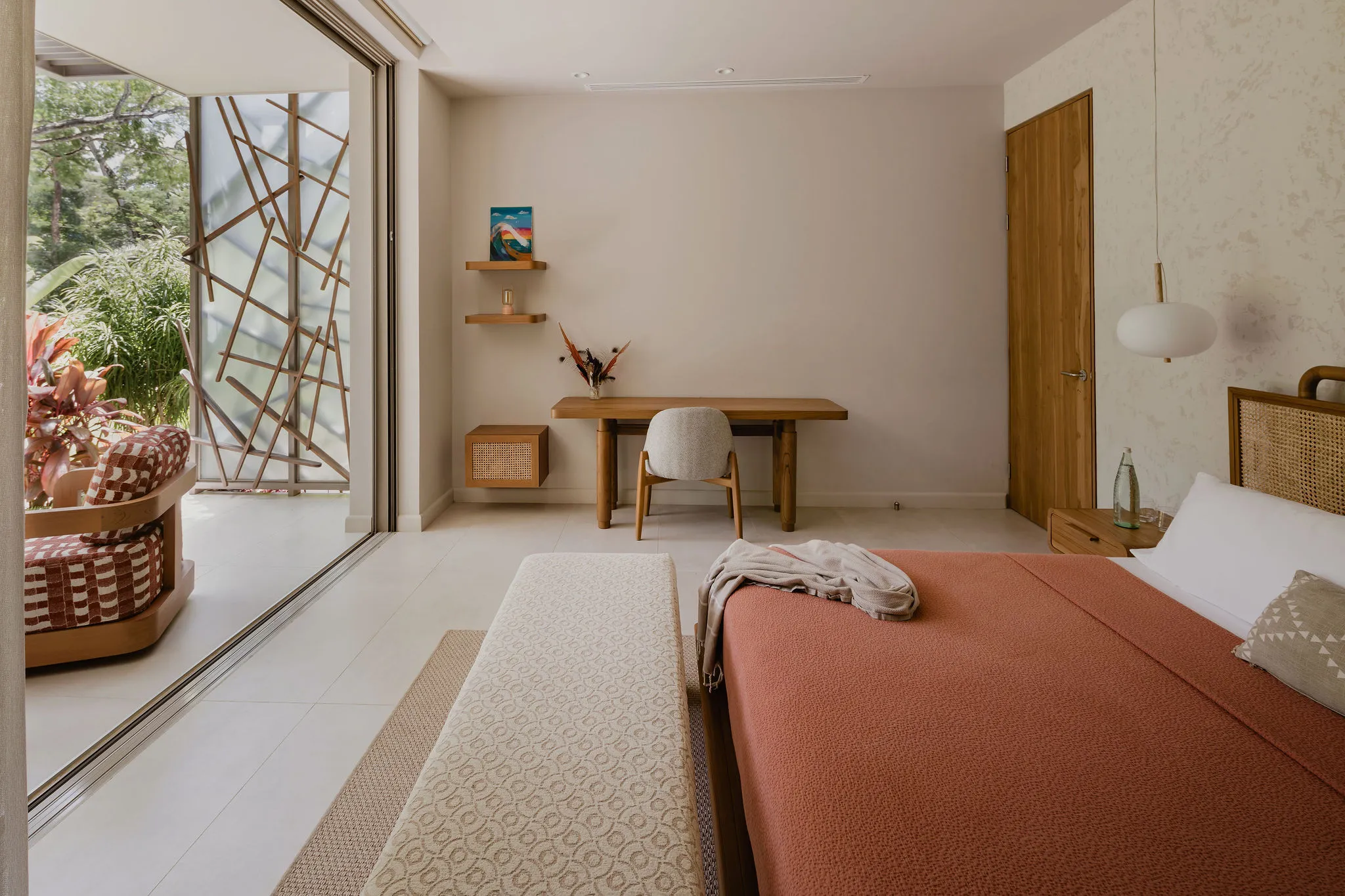 SEN villa king bedroom with abundant natural light, Pelada Beach Nosara