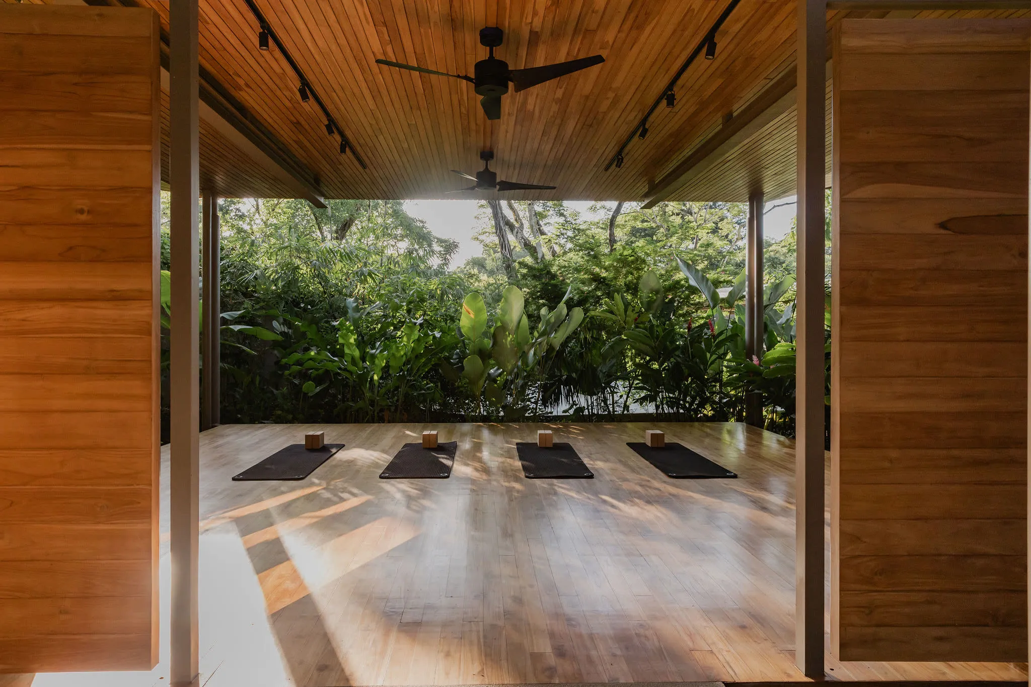 Open-air yoga shala for a Nosara wellness retreat, Costa Rica